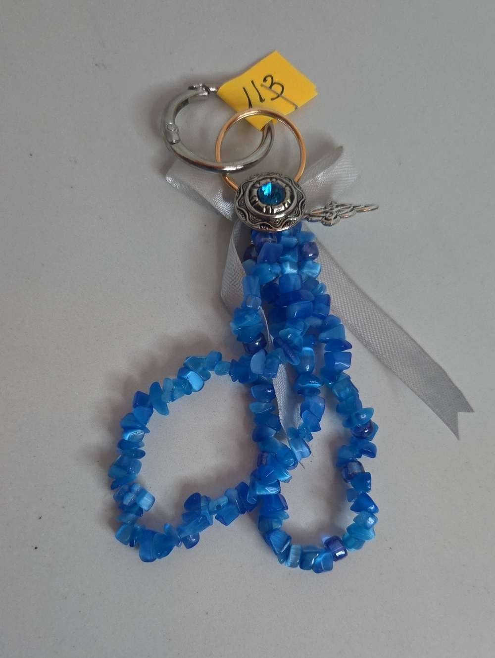 113 -Handmade Blue Beaded Tassel Bag Charm